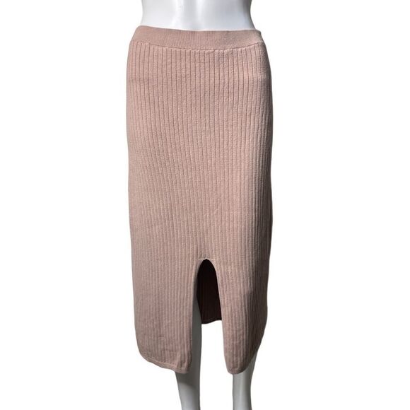 Free People Skyline Ribbed Midi Skirt Pink Size Small - Picture 1 of 2